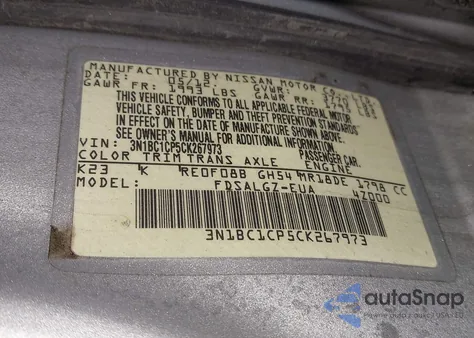 2012 Nissan Versa 1.8 Sl from USA, damaged, VIN 3N1BC1CP5CK267973